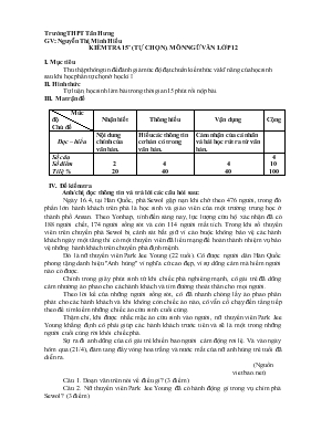 Kiểm tra 15 phút (tự chọn), môn Ngữ văn lớp 12 - Trường THPT Tân Hưng